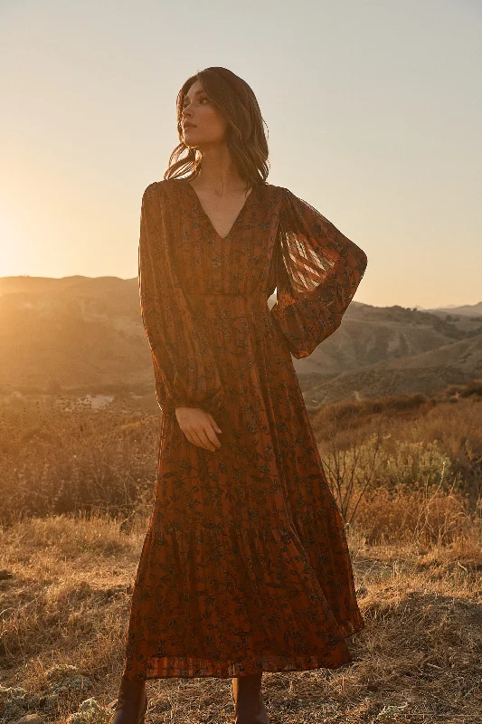 Coastal Beach - Inspired Style Leoben Floral Kent Long Sleeve Maxi Dress