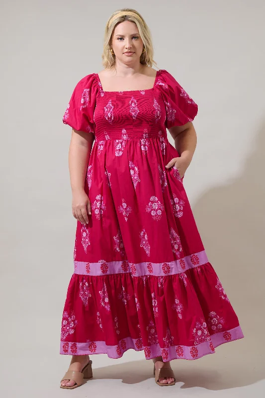 Special Offer Mercer Floral Berky Smocked Maxi Dress Curve