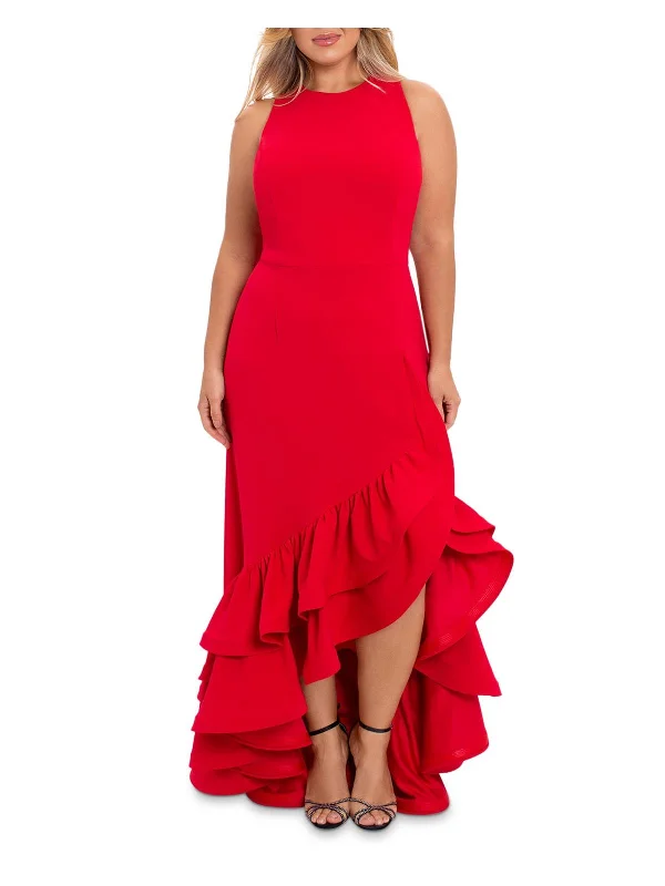 Unleash Your Fashion Plus Womens Ruffled Long Evening Dress