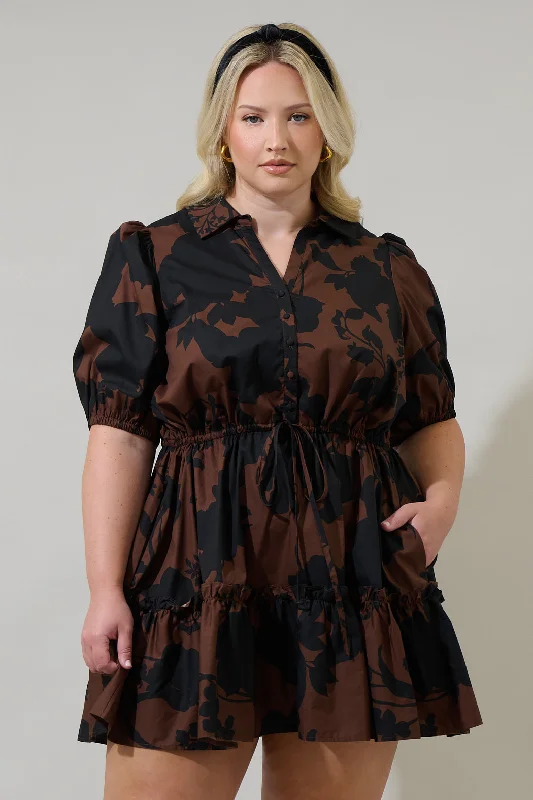 Stylish Savings Somerton Floral Stacie Button Down Mini Dress Curve