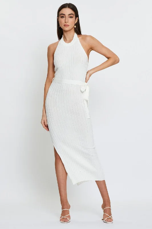 New Styles Just In White Bodycon Dress Maxi Knit