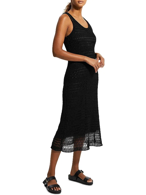 Limited Time Womens Crochet Tea Length Midi Dress