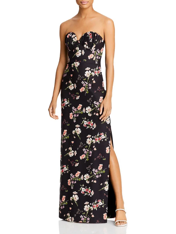 Wardrobe Update Womens Floral Print Maxi Evening Dress