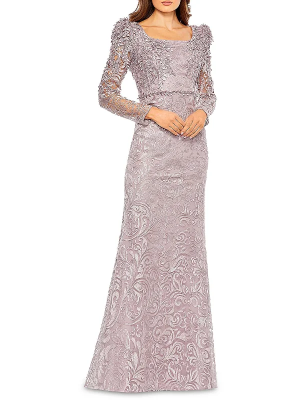 Elegant Styles Womens Lace Long Evening Dress