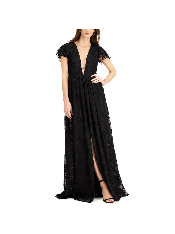 Effortless Everyday Wear Womens Metallic Maxi Evening Dress