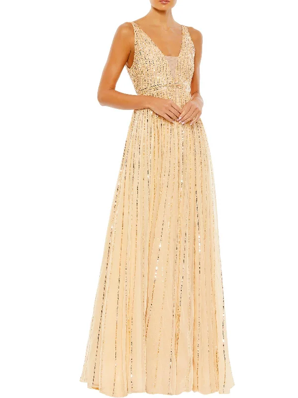 Fashion Essentials Womens Sequined Long Evening Dress