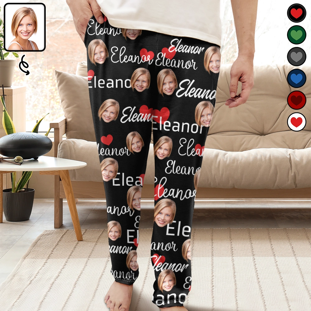 Fashionista Favorites Custom Photo And Name Of Wife For Husband - Personalized Pajama Pants