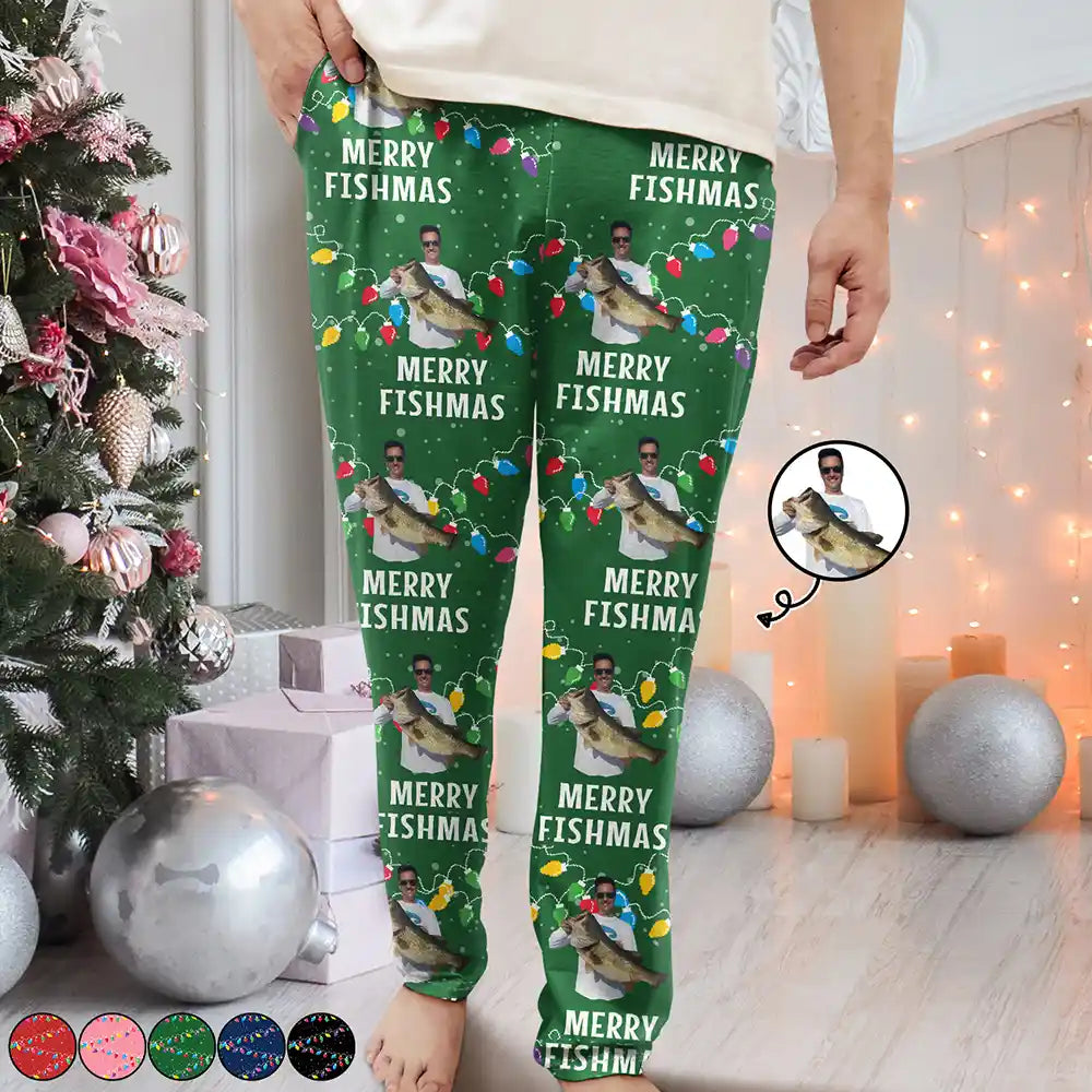 Limited Styles Custom Photo Merry Fishmas - Personalized Pajama Pants