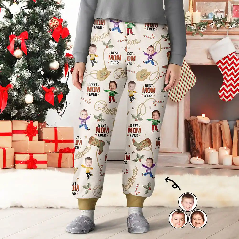 Stylish Savings Custom Photo Western Christmas Best Mom Dad - Personalized Pajama Pants