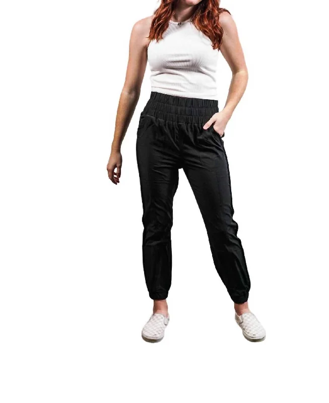 Cottagecore Rustic Charm Style High Waisted Joggers In Black