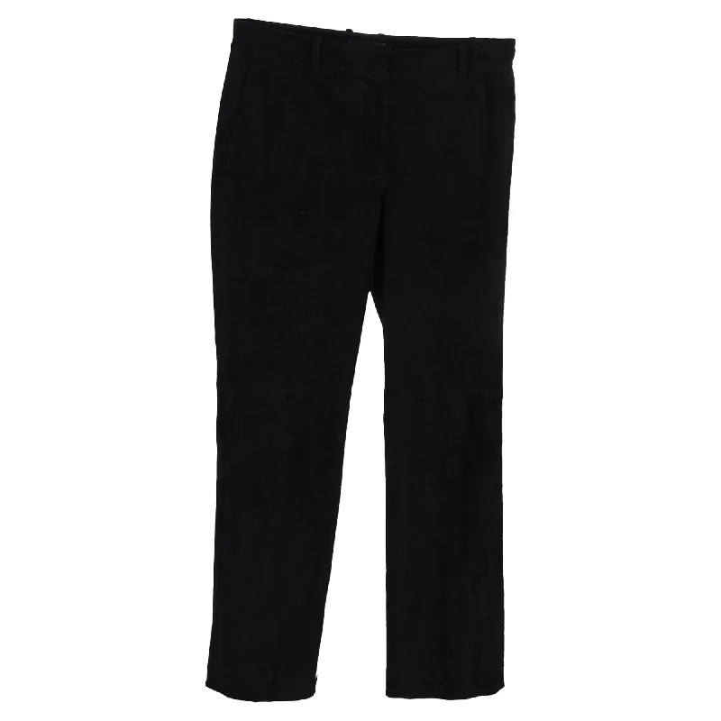 Trendy And Individual Women's Fashion Joseph Mid-Waist Straight-Leg Trousers in Black Cotton