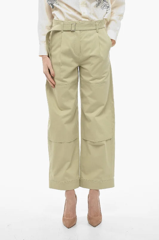 Fashion-Forward Low Classic Belted Cargo Pants with Front Pleats