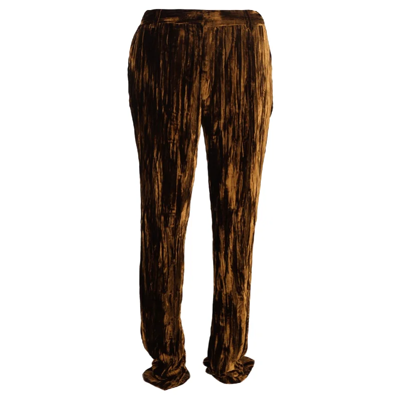 Style Your Wardrobe Saint Laurent Straight-Leg Tapered Pants in Brown Velvet