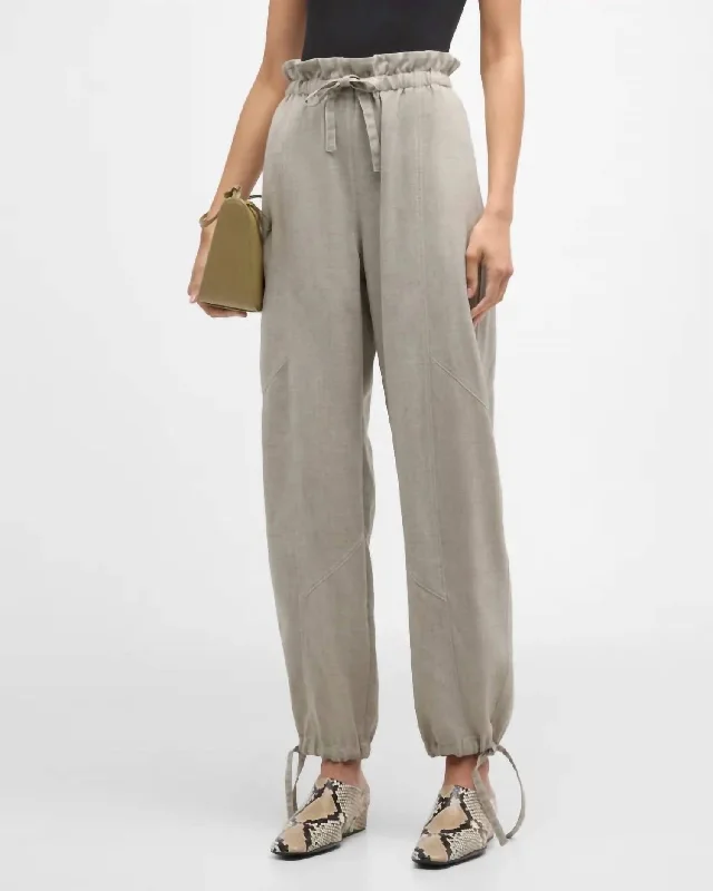 Contemporary Elegance Suiting Elasticated Waist Pants In Light Melange