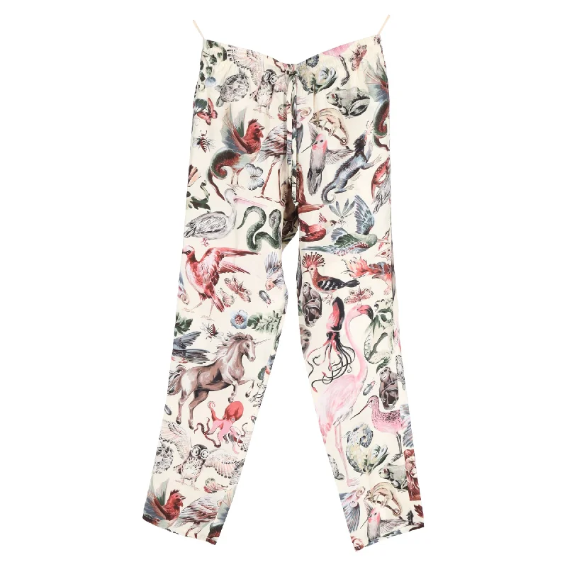 All Season Basics Discount Valentino Garavani Safari Print Straight-Leg Pants in Multicolor Silk