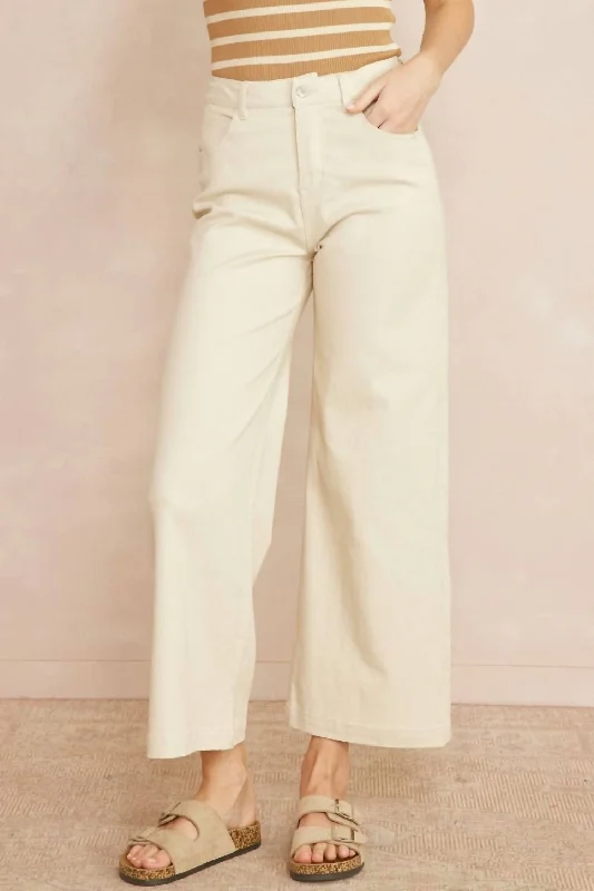 Chic & Cozy Apparel Wide Leg Denim In Sand