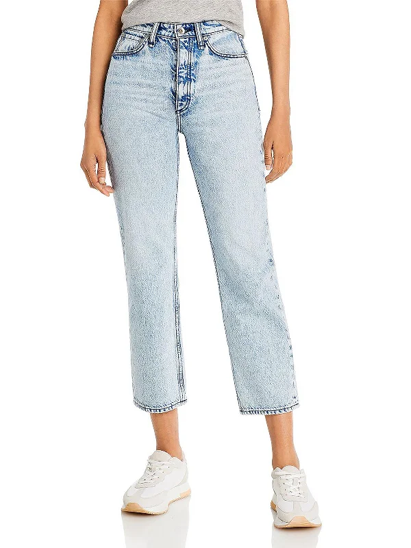 Vintage Elegance Womens Denim Ankle High-Waist Jeans